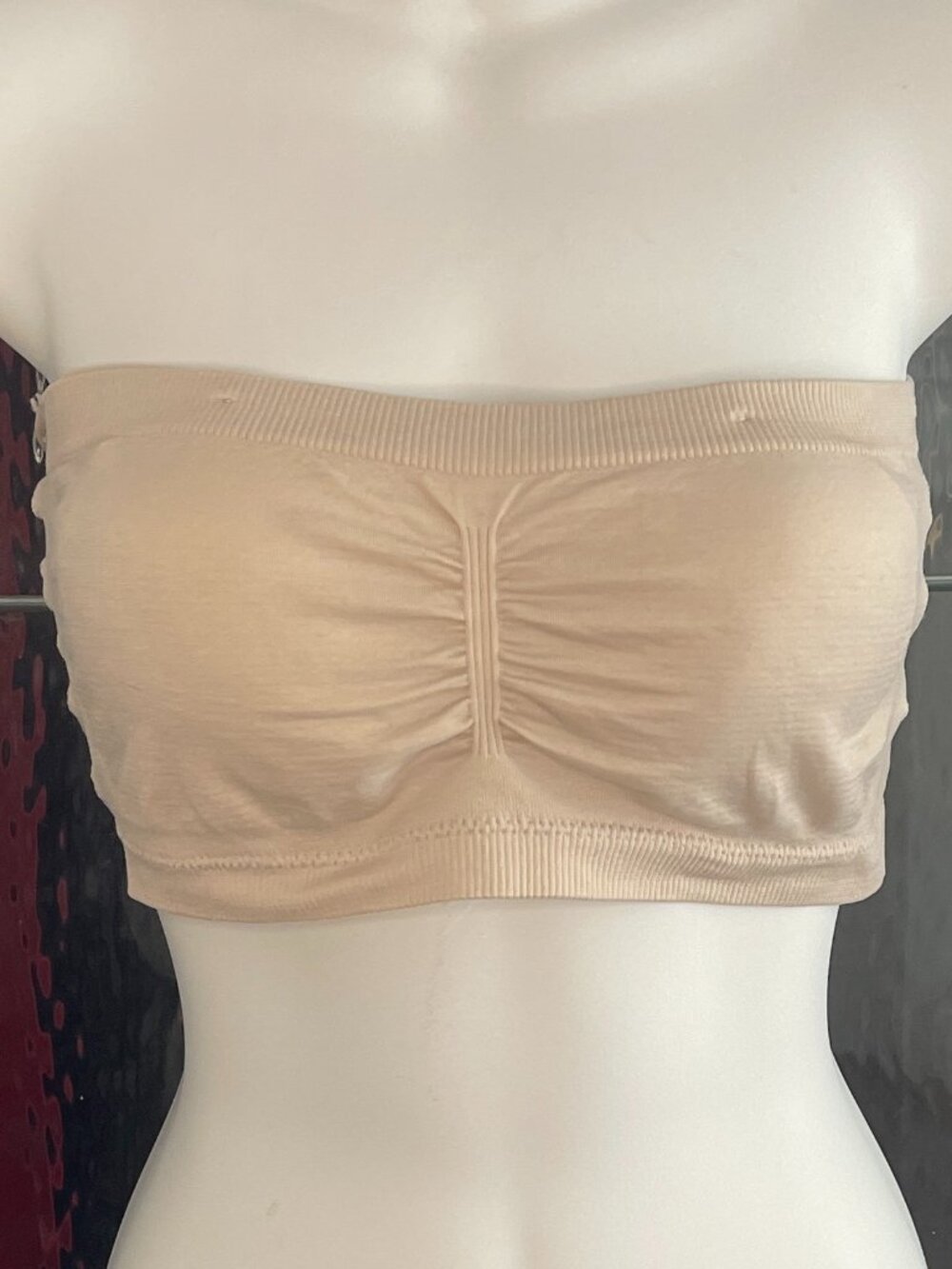 Beige Straples Bra Wireless Pullover Nylon / Spandex Stretch Women M/L